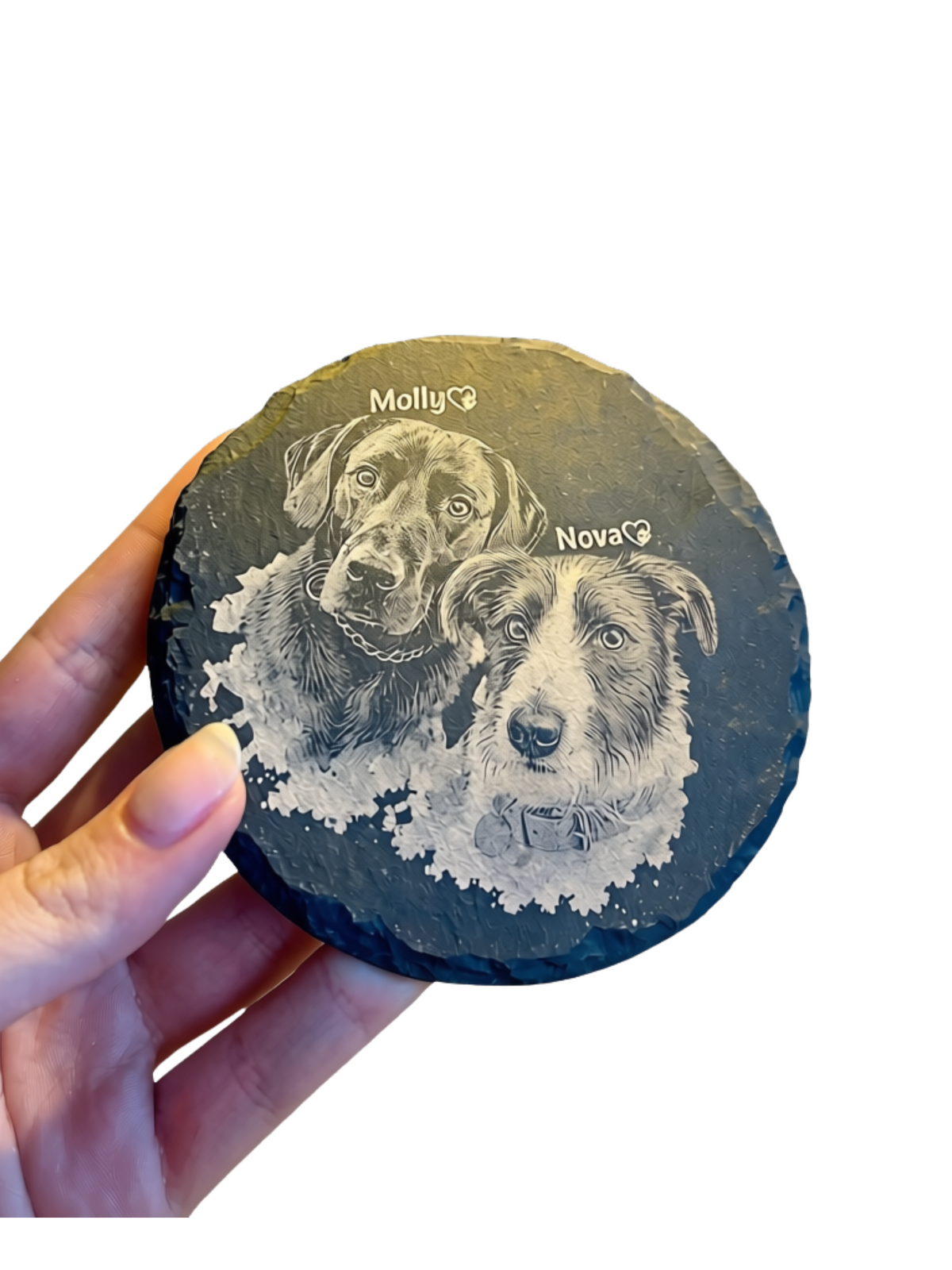 Engrave-able - Custom slate coaster/ornament natural rough edge.