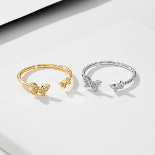 Butterfly Dainty Hope ring ( sterling silver plated )