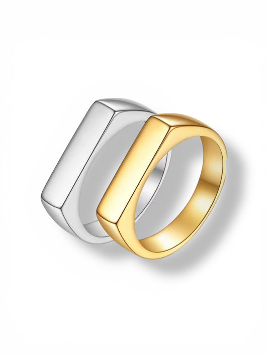 Engrave-able flat top ring