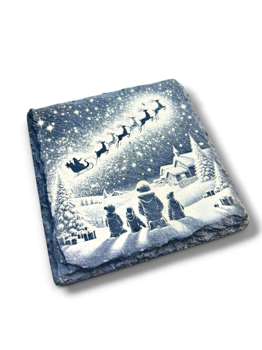 Engrave-able - Custom slate coaster/ornament natural rough edge.